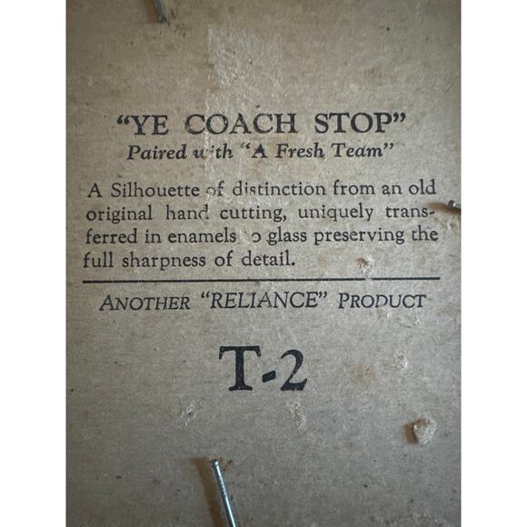 VTG Reliance small reverse painted silhouette picture YE COACH STOP T-2 Team B&W - Picture 7 of 7